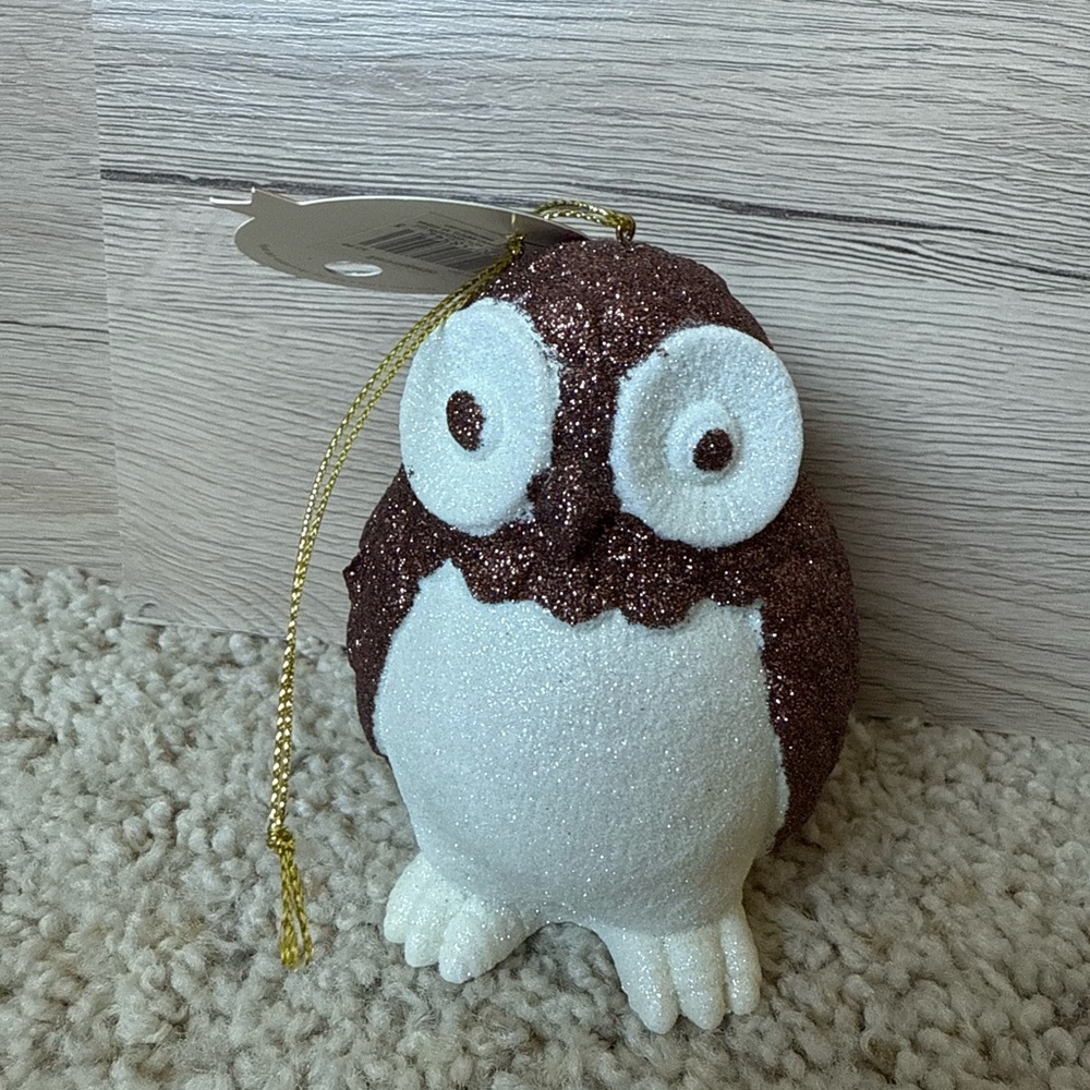 Glittery Brown and White Owl - Ornament December Home
